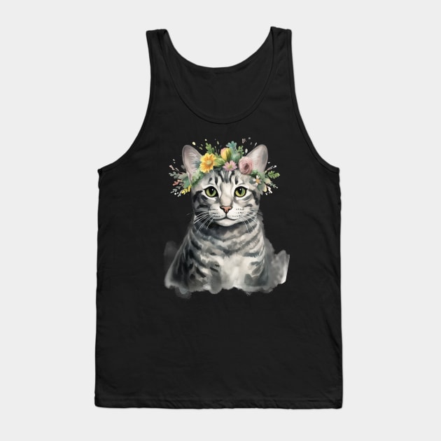 Ocicat Cat Flowers Water Color Cat Mom Mother's Day Gift Tank Top by karishmamakeia